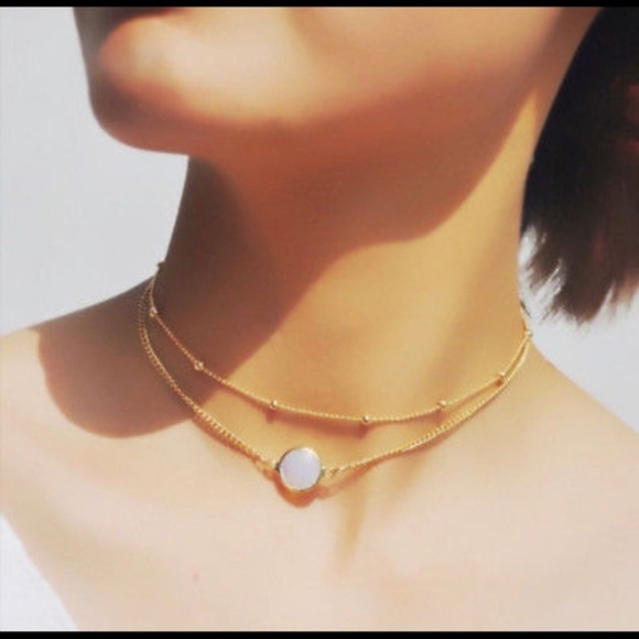 Jewelry - Gold Layered Necklace with Natural Stone